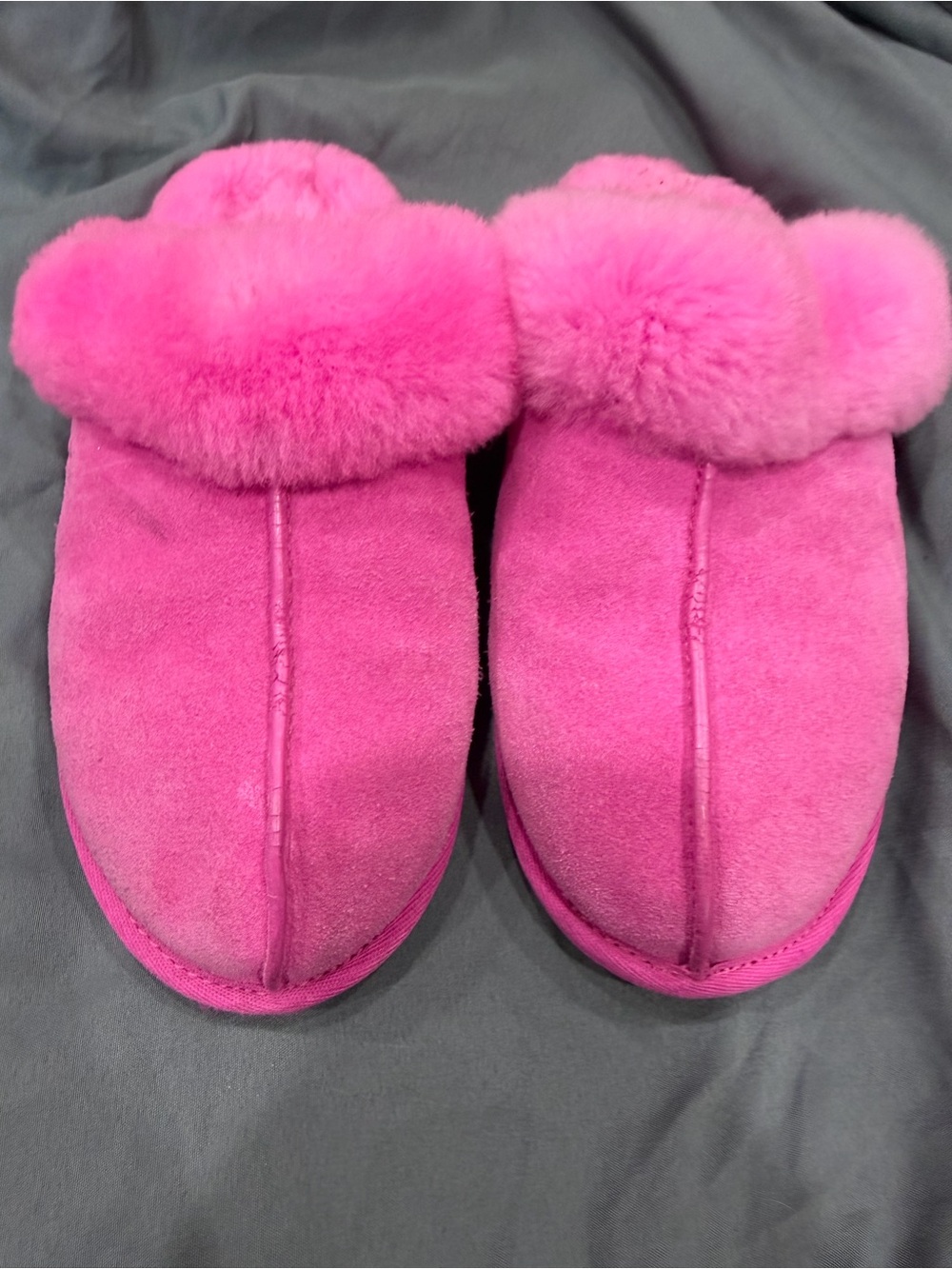 UGG Hot Pink Shearling Cuff Slip-On Slippers